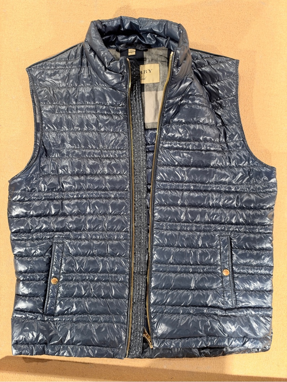 Burberry Brit Men's Quilted Puffer Vest - Shiny Blue
